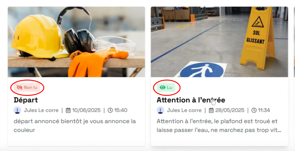 Indicateur lu et non lu des annonces